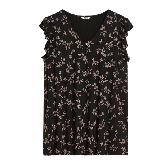 Penningtons, Plus Size V-Neck Knit Top With Flutter Sleeves, 3X, Black - Picture 5 of 9